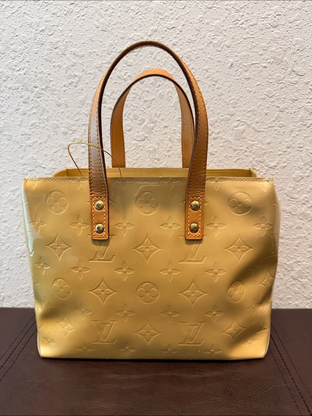 Louis Vuitton Yellow  Vernis Tote with Glossy Finish